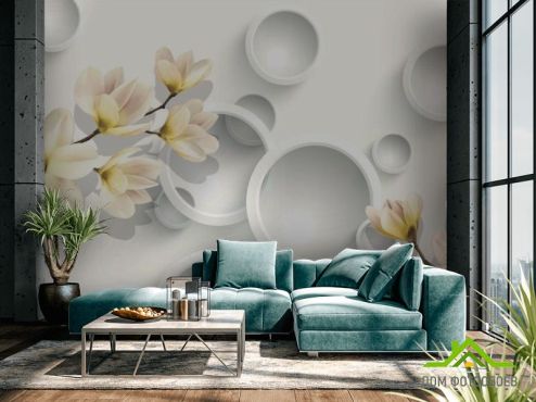 выбрать Фотообои Цветы с кругами Фотообои 3D фотообои: рисунок  на стену