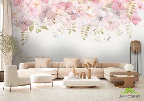 выбрать Фотообои Розовые нежные цветы Фотообои Фотообои Цветы: горизонталная, горизонтальная ориентация на стену