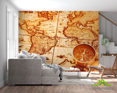 выбрать Фотообои Карта и компас Фотообои Фотообои карта Мира: горизонталная, горизонтальная ориентация на стену