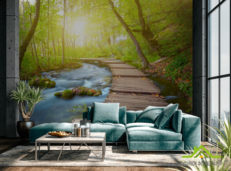 выбрать Фотообои деревянная дорожка в лесу Каталог фотообоев на стену