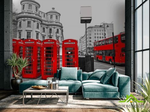 выбрать Фотообои Городской автобус, Лондон Красные фотообои на стену