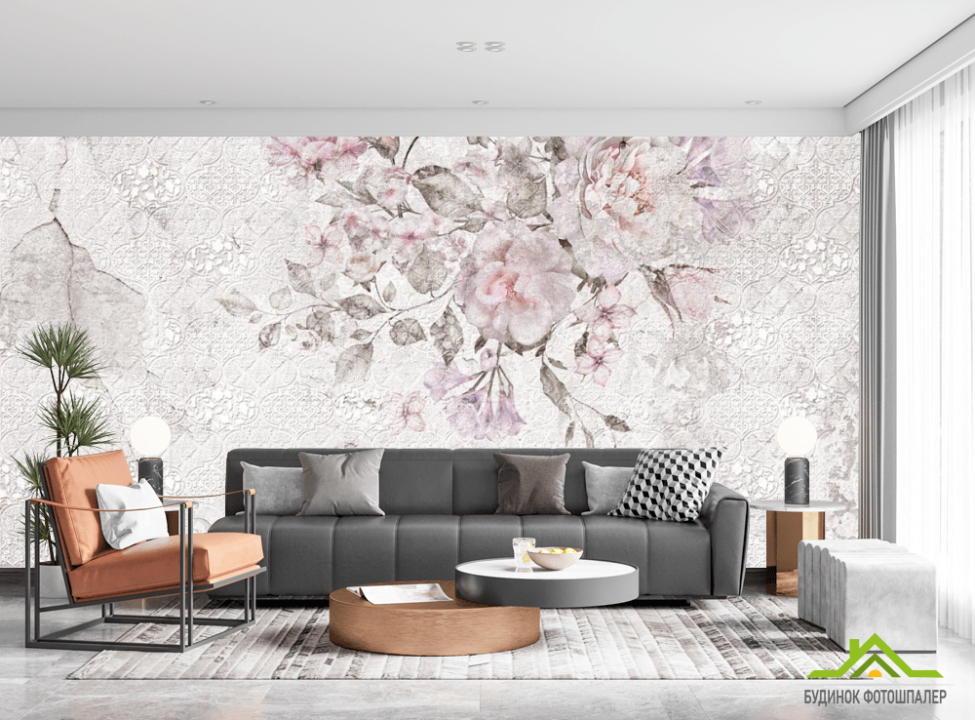 выбрать Фотообои Узор и нежные цветы Каталог фотообоев на стену
