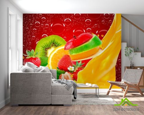 выбрать Фотообои Нарезанные фрукты, ягоды Фотообои Фотообои Еда и напитки: горизонталная, горизонтальная ориентация на стену