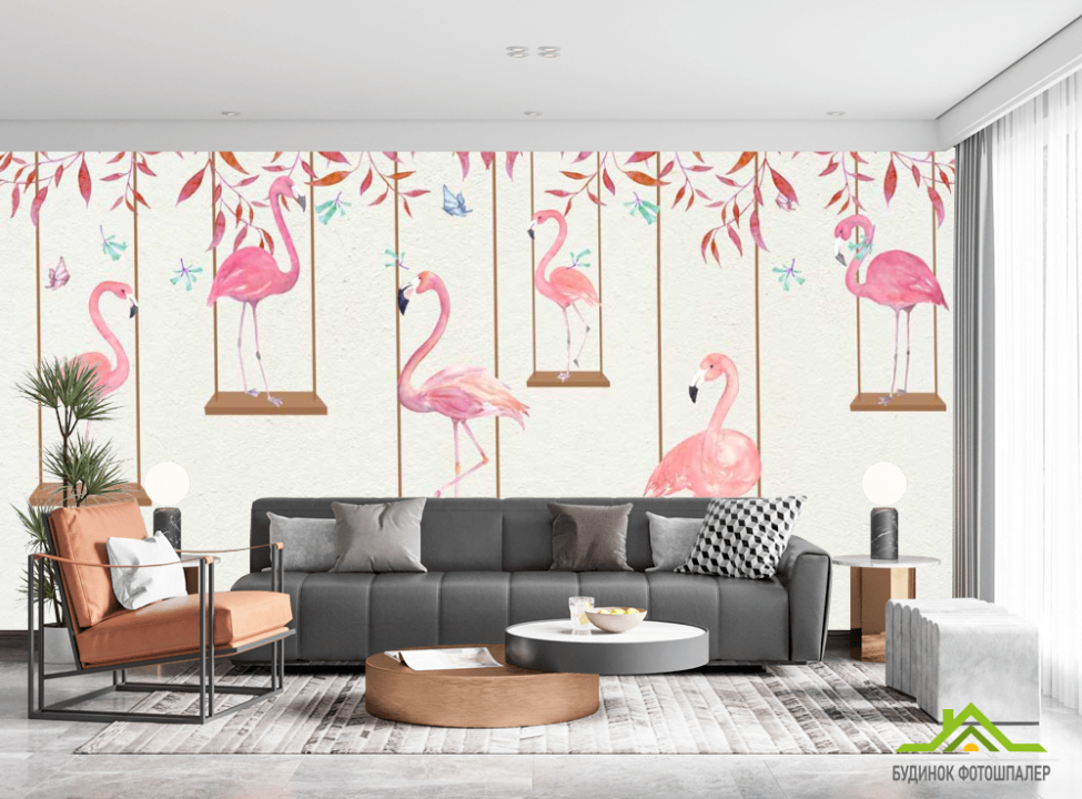 выбрать Фотошпалери Фламінго на гойдалках Каталог фотошпалер на стіну