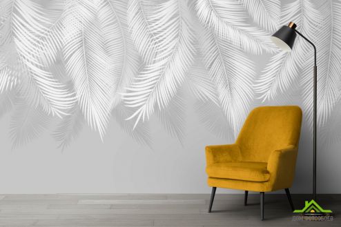 выбрать Фотообои Листья в серых оттенках Фотообои Дизайнерские листья на стену