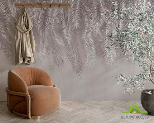 выбрать Фотообои Дизайнерские листья перья Фотообои тропические листья на стену