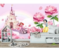 Фотообои Розовый замок с принцессами