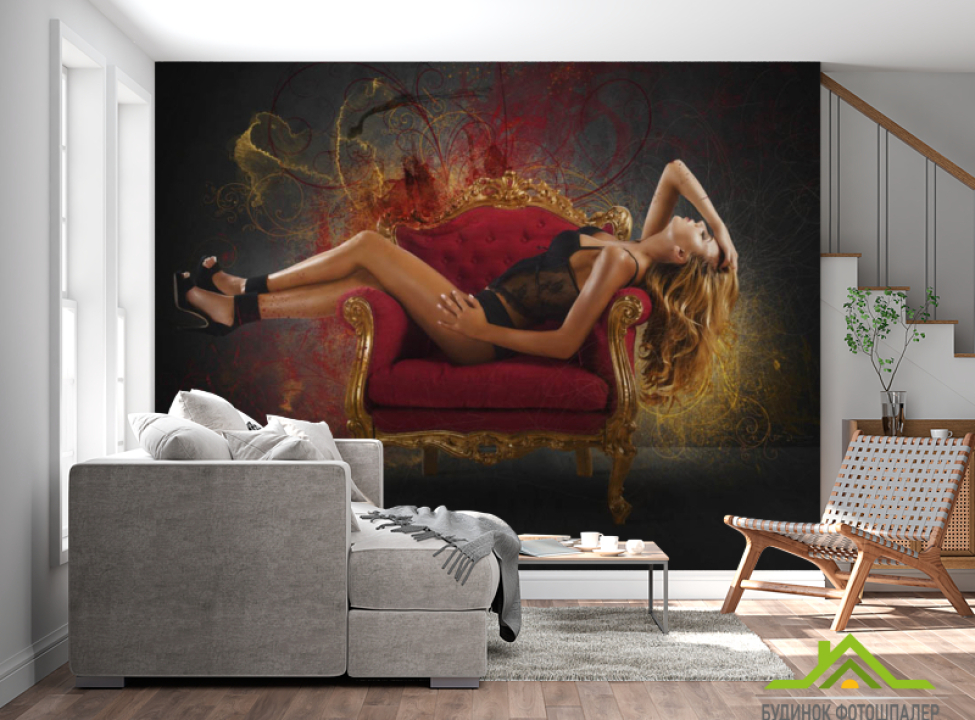 выбрать Фотообои Девушка на кресле Каталог фотообоев на стену