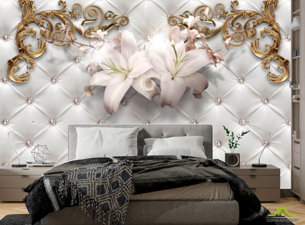 выбрать Фотошпалери Лілії на тлі стяжки Каталог фотошпалер на стіну