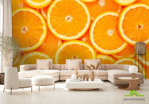 выбрать Фотообои Нарезанные апельсины Оранжевые фотообои на стену