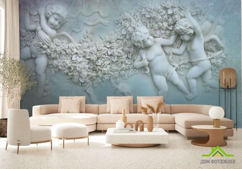 выбрать Фотообои Ангелочки Фотообои 3D фотообои: горизонталная, горизонтальная ориентация на стену