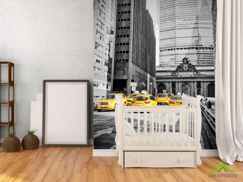 выбрать Фотообои желтые автомобили в городе Фотообои Город на стену