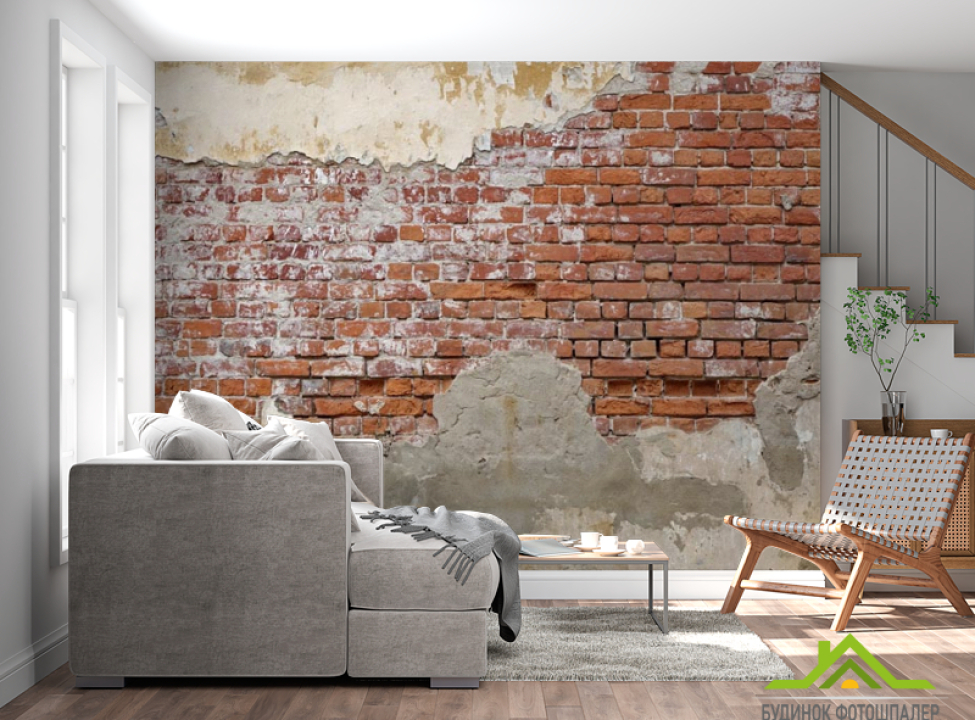 выбрать Фотообои Оранжевый кирпич и штукатурка Каталог фотообоев на стену