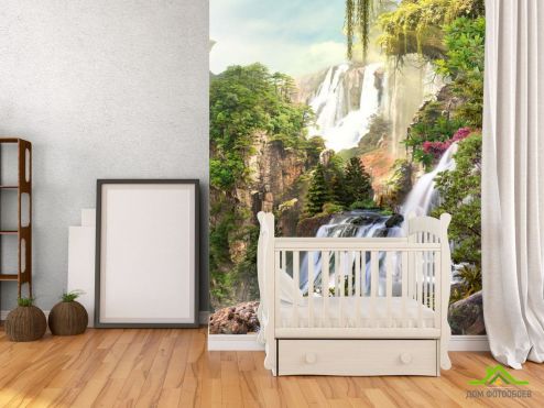 выбрать Фотообои два водопада на скале Фотообои Природа на стену