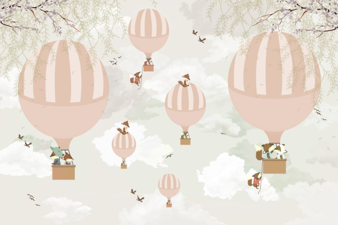 Фотообои воздушные шары с животными