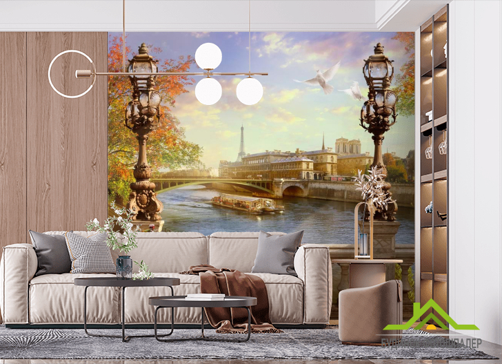 Фотообои Мост, город, велосипед