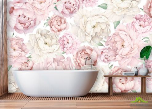 выбрать Фотообои Розовые пионы Фотообои в ванную на стену