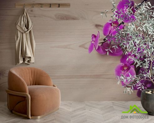 выбрать Фотообои фиолетовая орхидея на деревянном фоне Фотообои Цветы на стену