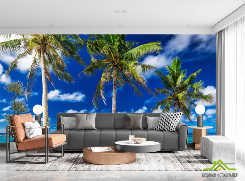 выбрать Фотообои Три пальмы у моря Каталог фотообоев на стену