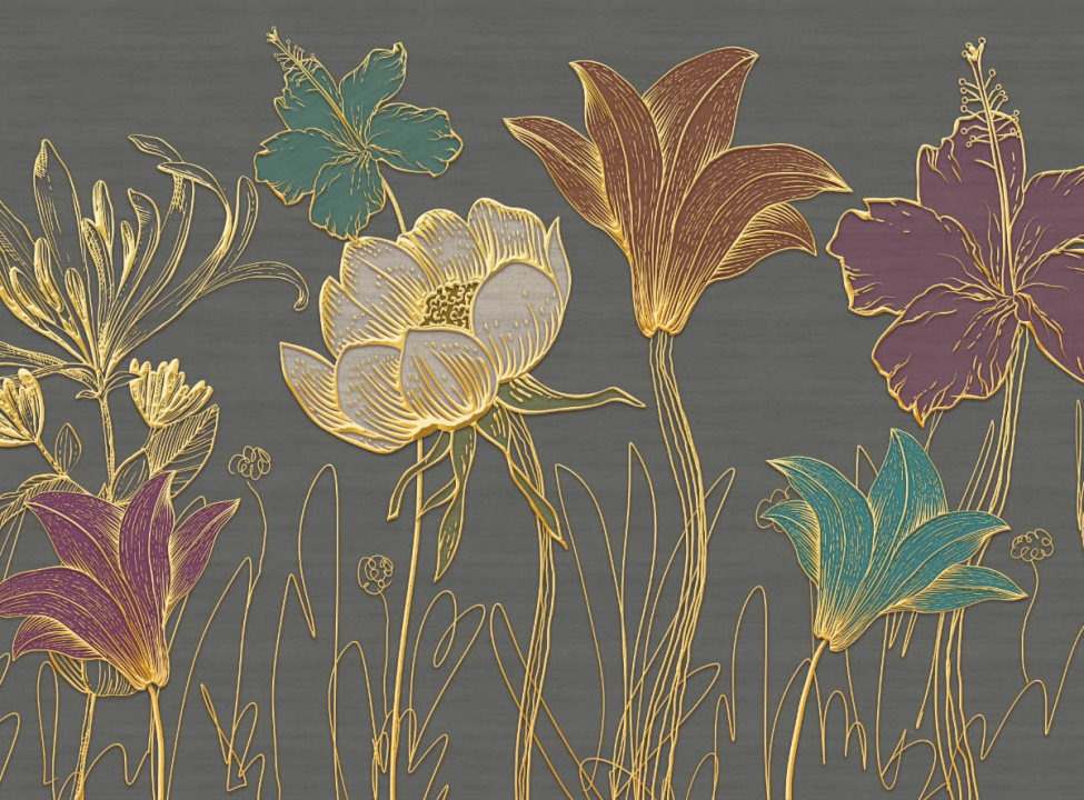 выбрать Фотошпалери Золоті квіти 3д Каталог фотошпалер на стіну