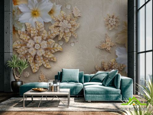 выбрать Фотообои 3D цветы  на стену
