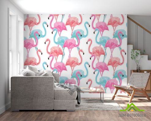 выбрать Фотообои Фламинго Фотообои Фотообои Животные: горизонталная, горизонтальная ориентация на стену