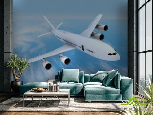 выбрать Фотообои Самолет в облаках Фотообои Транспорт на стену
