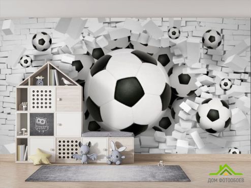 выбрать Фотошпалери 3Д стіна з м'ячем Фотошпалери футбол на стіну