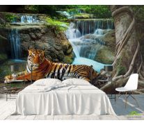 Фотообои тигр у водопада