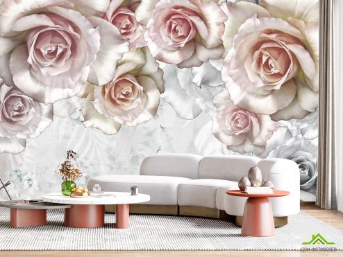 выбрать Фотообои Объёмные розы Фотообои, цвет: «горизонталная, горизонтальная» на стену