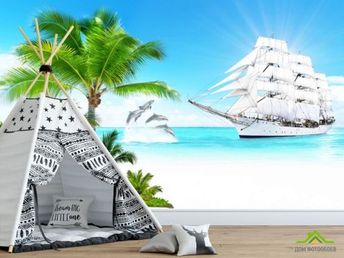 выбрать Фотошпалери Піратський корабель у морі Фотошпалери, колір: «» на стіну
