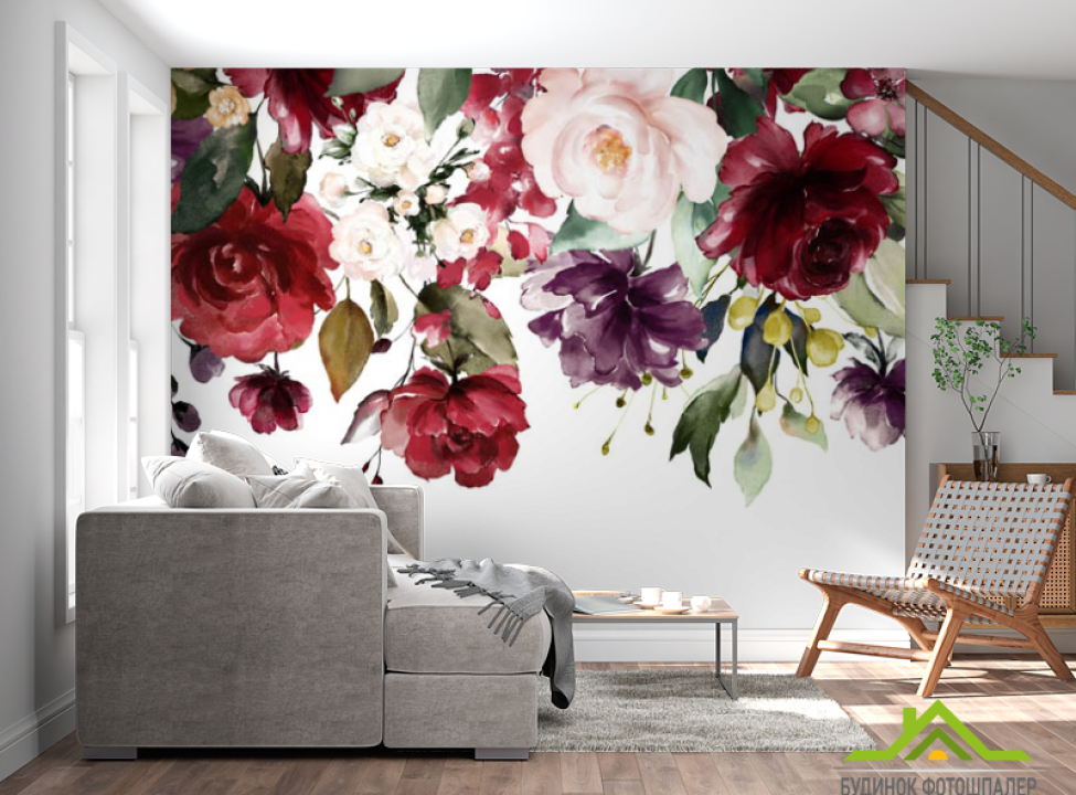 выбрать Фотообои Акварельные цветы Каталог фотообоев на стену
