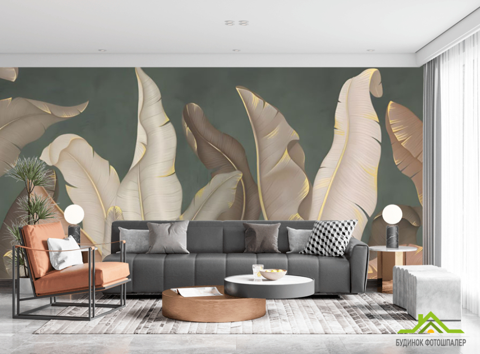 выбрать Фотошпалери Об'ємні 3Д тропічні листя Каталог фотошпалер на стіну