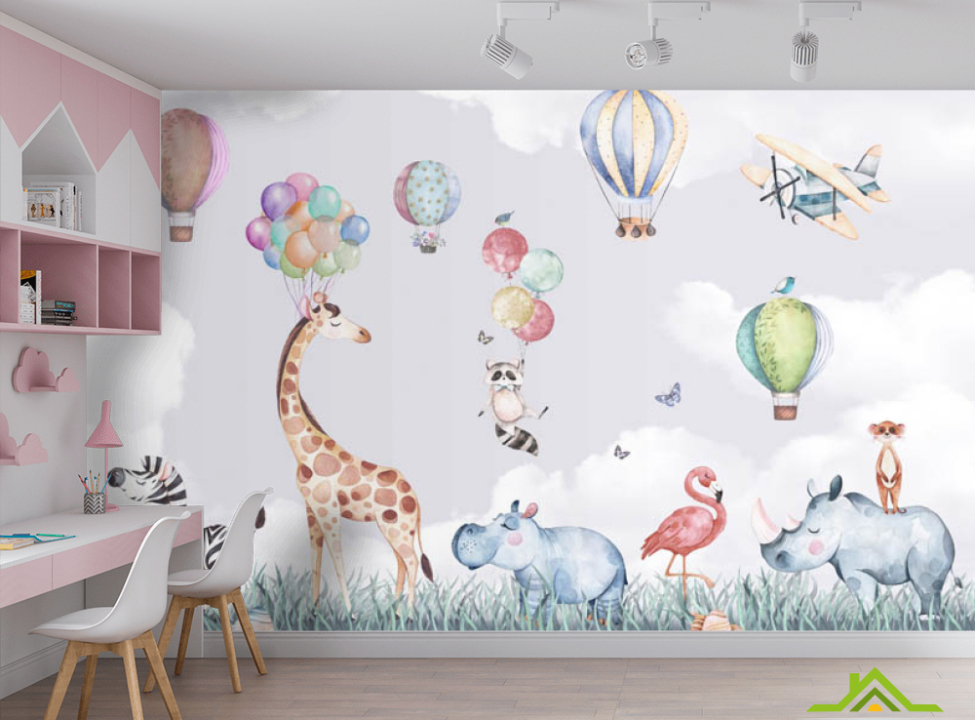 выбрать Фотообои Животные на воздушном шаре Фотообои Little kids на стену