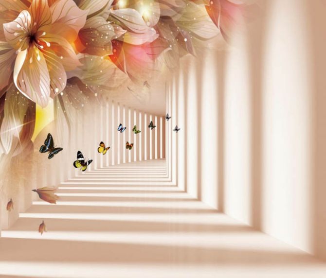 Фотообои тоннель с цветами