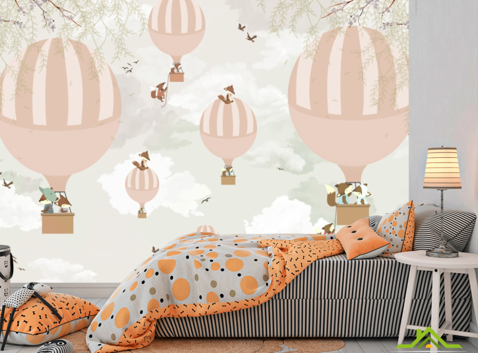 выбрать Фотообои воздушные шары с животными Каталог фотообоев на стену
