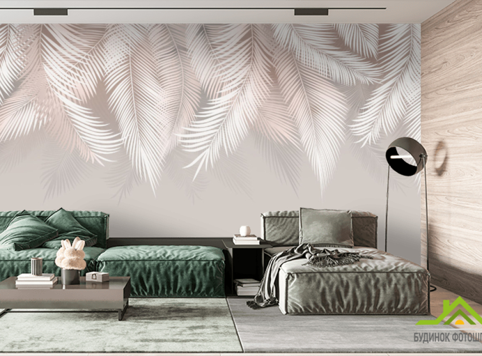 выбрать Фотошпалери Графічні бежеві пальмове листя Каталог фотошпалер на стіну