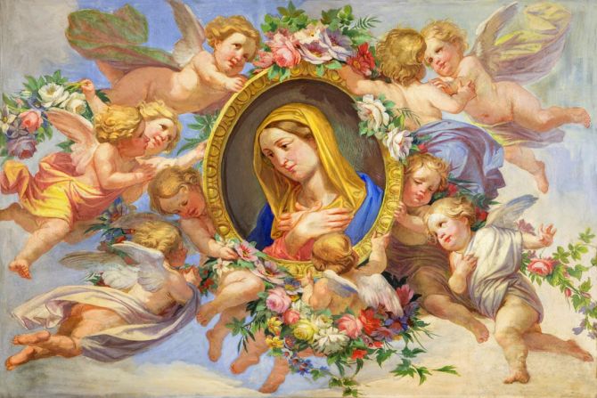 Фотошпалери фреска діва Марія і ангели