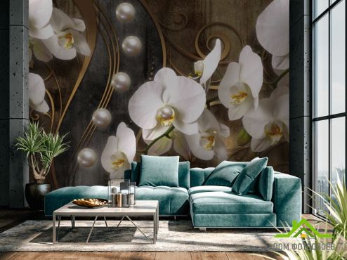 выбрать Фотообои 3д белые орхидеи Фотообои Цветы на стену