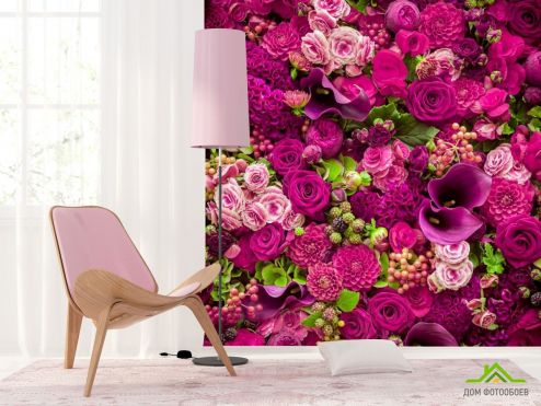 выбрать Фотообои сиреневые розы и лилии Фотообои, цвет: «квадратная» на стену
