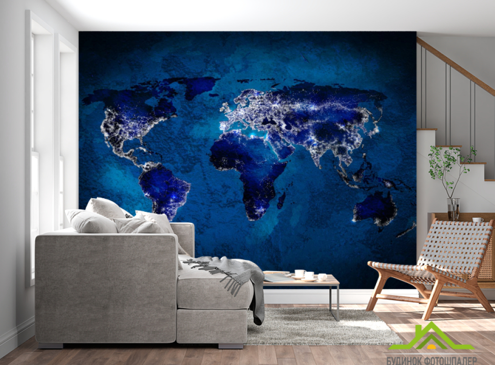 выбрать Фотообои Ночная карта с огнями Каталог фотообоев на стену