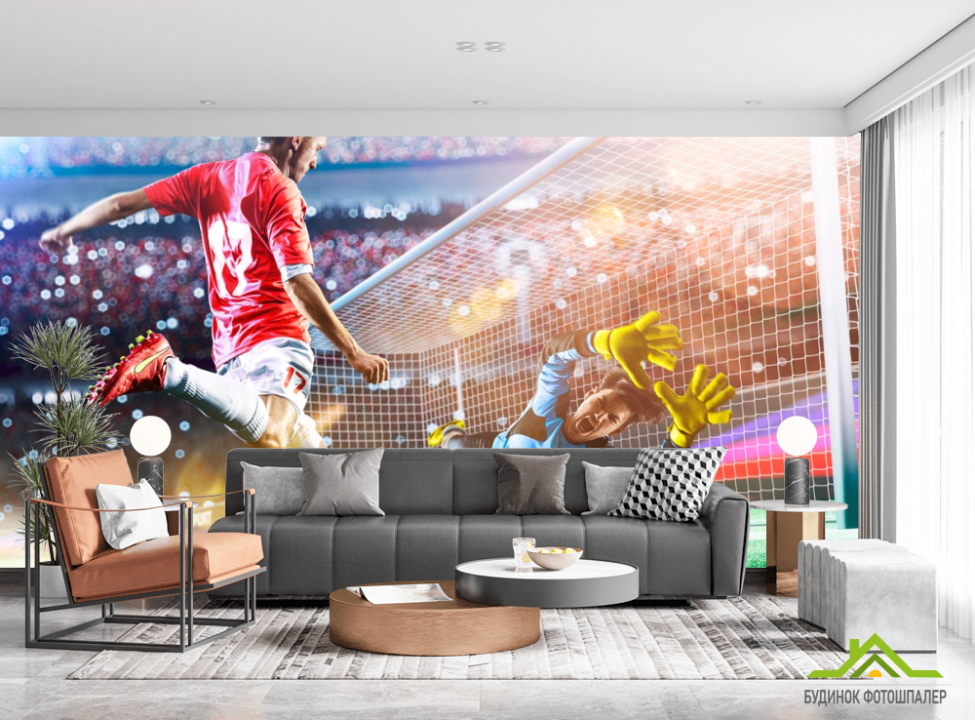 выбрать Фотошпалери футболісти біля воріт Каталог фотошпалер на стіну