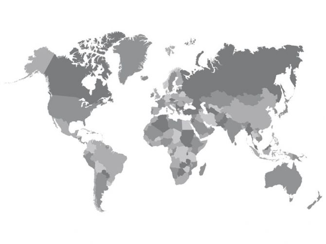 Фотошпалери Сіра карта світу