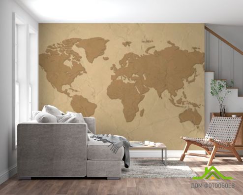 выбрать Фотообои Стилизация континентальной карты Фотообои карта Мира на стену