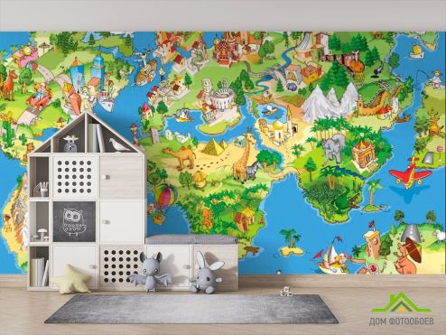 выбрать Фотообои Карта сказочного мира Фотообои Фотообои в детскую: горизонталная, горизонтальная, рисунок ориентация на стену
