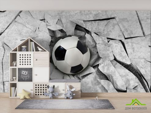 выбрать Фотообои Футбольный мяч 3Д Фотообои Фотообои в детскую: горизонталная, горизонтальная ориентация на стену