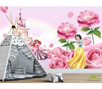 Фотообои Розовый замок с принцессами