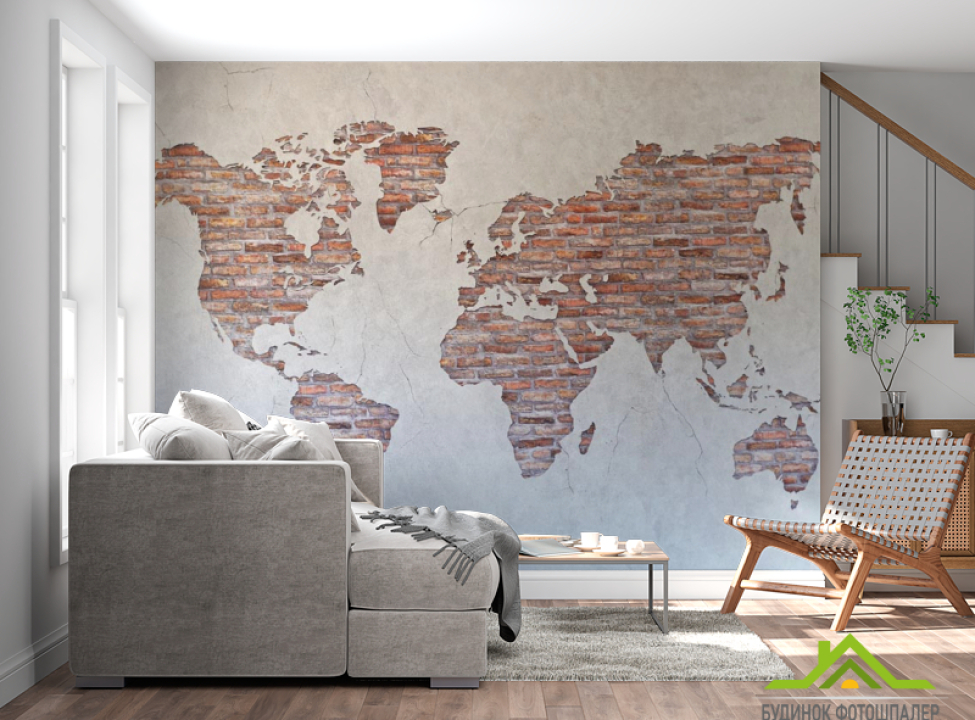 выбрать Фотообои Карта на стене из кирпичей Каталог фотообоев на стену