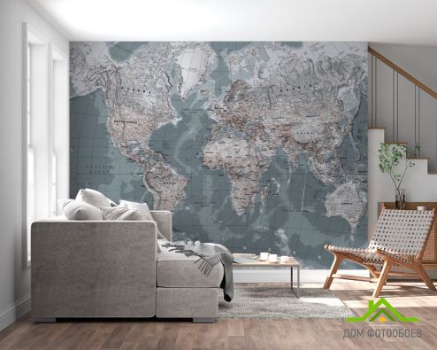 выбрать Фотошпалери Сіра карта світу Фотошпалери карта Світу на стіну