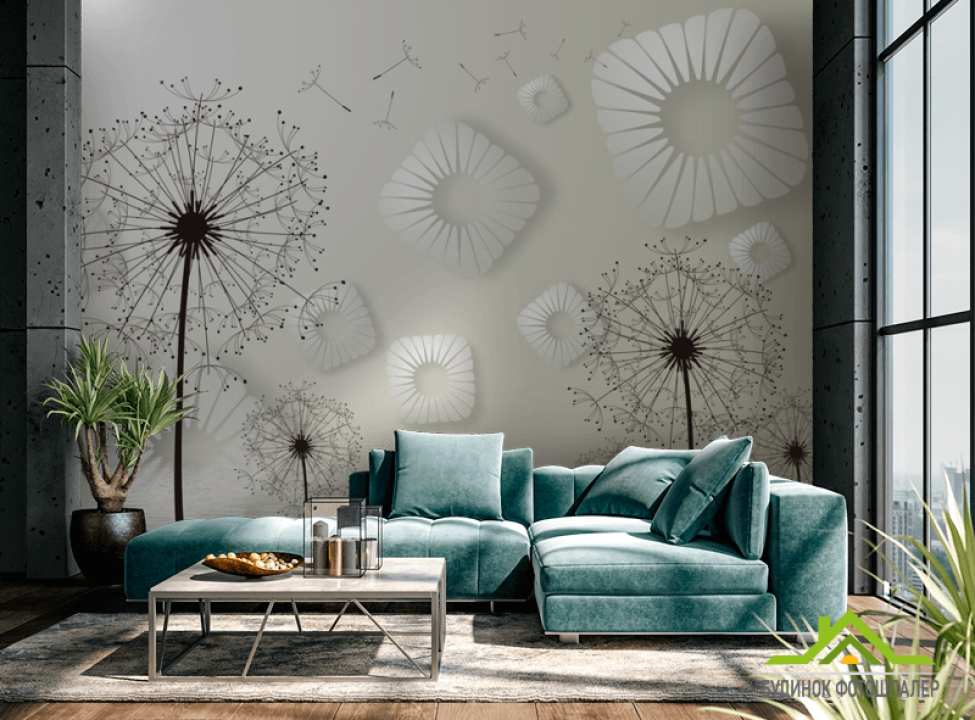 выбрать Фотообои 3д одуванчики Каталог фотообоев на стену